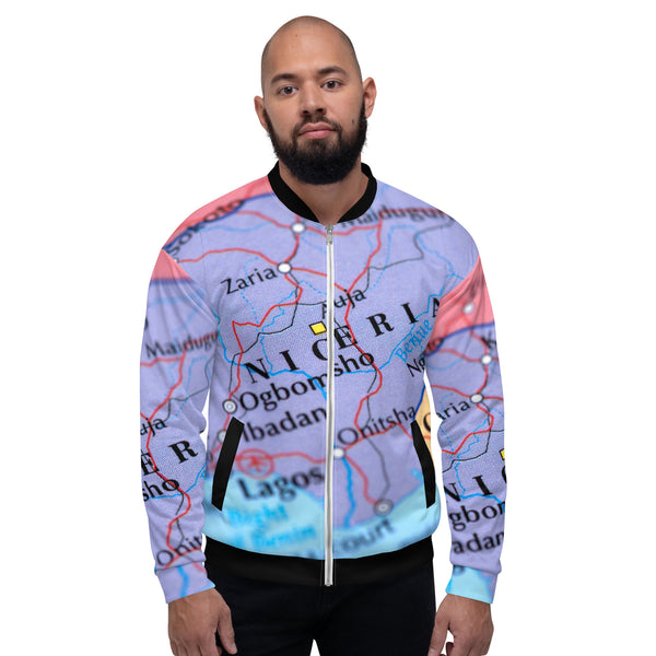 Nigeria Map, Unisex Bomber Jacket