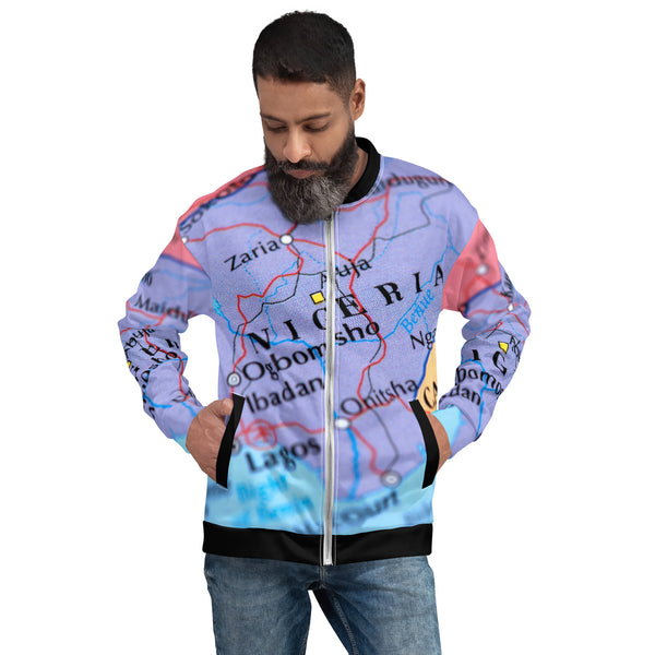 Nigeria Map, Unisex Bomber Jacket