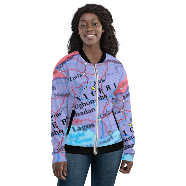 Nigeria Map, Unisex Bomber Jacket