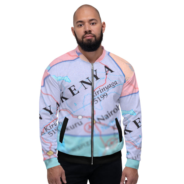 Kenyan Blue Map, Unisex Bomber Jacket