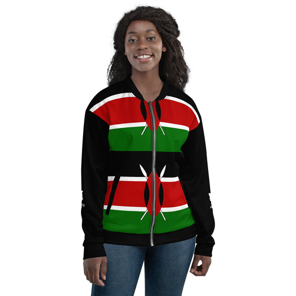 Kenya Flag Bomber Jacket - Black | Unisex