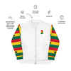 Ghana Flag on Sleeves Unisex Bomber Jacket - White