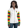 Ghana Flag on Sleeves Unisex Bomber Jacket - White