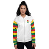 Ghana Flag on Sleeves Unisex Bomber Jacket - White