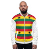 Ghana Flag Pattern Unisex Bomber Jacket - White