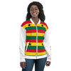 Ghana Flag Pattern Unisex Bomber Jacket - White