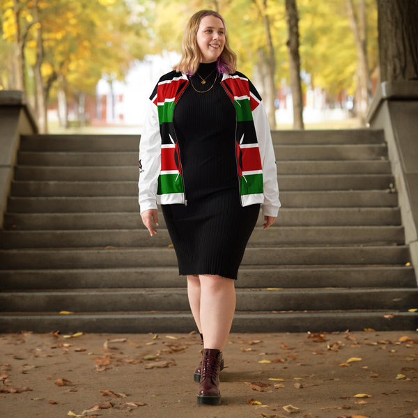 Kenya Flag Bomber Jacket - White | Unisex