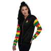 Ghana Flag on Sleeves Unisex Bomber Jacket - Black