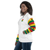 Ghana Flag on Sleeves Unisex Bomber Jacket - White