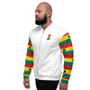 Ghana Flag on Sleeves Unisex Bomber Jacket - White