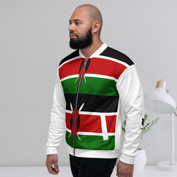 Kenya Flag Bomber Jacket - White | Unisex