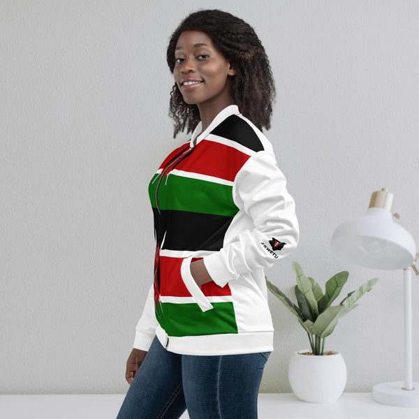Kenya Flag Bomber Jacket - White | Unisex