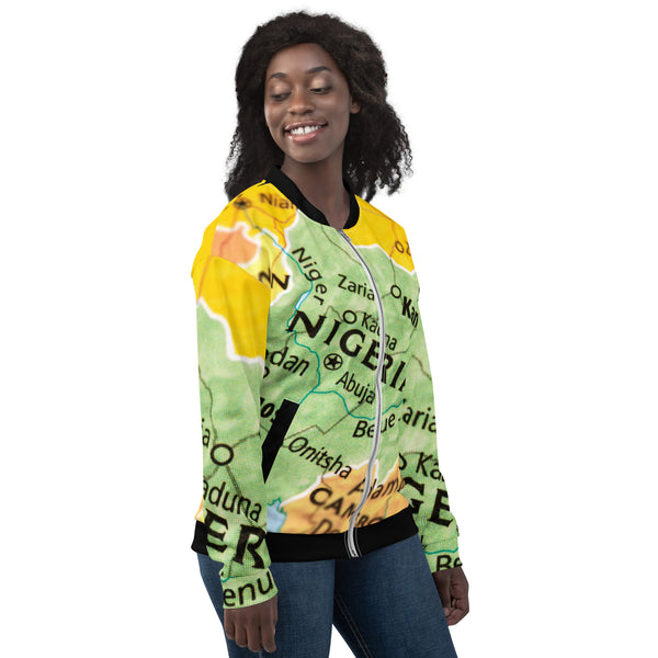 Nigeria Map, Unisex Bomber Jacket