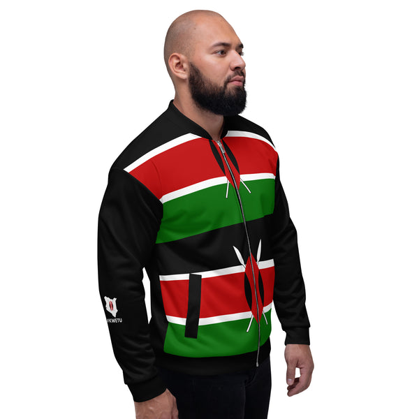 Kenya Flag Bomber Jacket - Black | Unisex