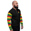 Ghana Flag on Sleeves Unisex Bomber Jacket - Black