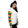 Ghana Flag on Sleeves Unisex Bomber Jacket - White