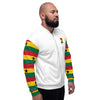 Ghana Flag on Sleeves Unisex Bomber Jacket - White