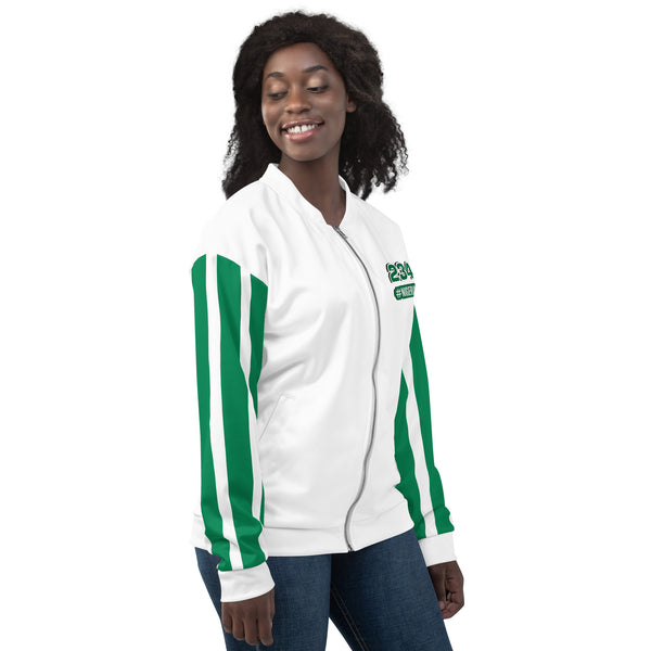 Nigeria Flag on Sleeves Unisex Bomber Jacket - White