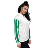 Nigeria Flag on Sleeves Unisex Bomber Jacket - White
