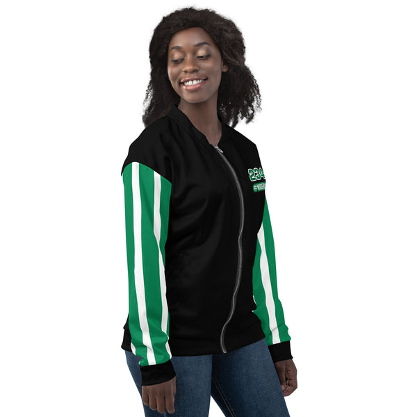 Nigeria Flag on Sleeves Unisex Bomber Jacket - Black
