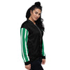 Nigeria Flag on Sleeves Unisex Bomber Jacket - Black