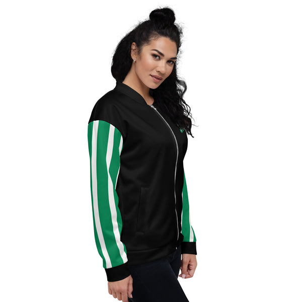 Nigeria Flag on Sleeves Unisex Bomber Jacket - Black