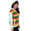 Ghana Flag Pattern Unisex Bomber Jacket - White