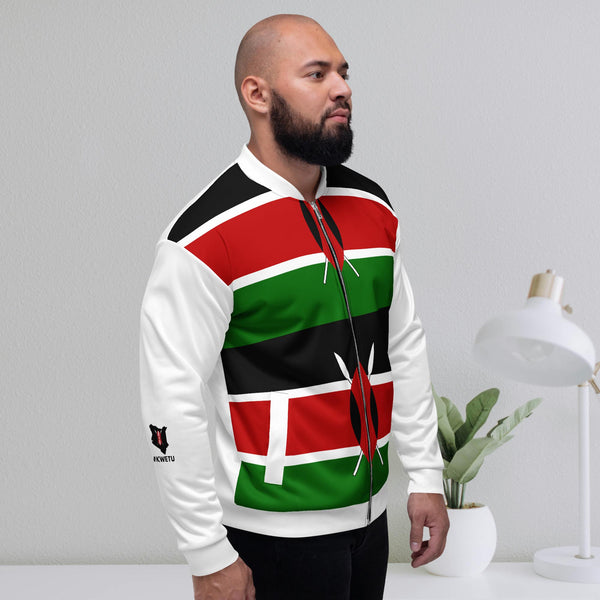Kenya Flag Bomber Jacket - White | Unisex