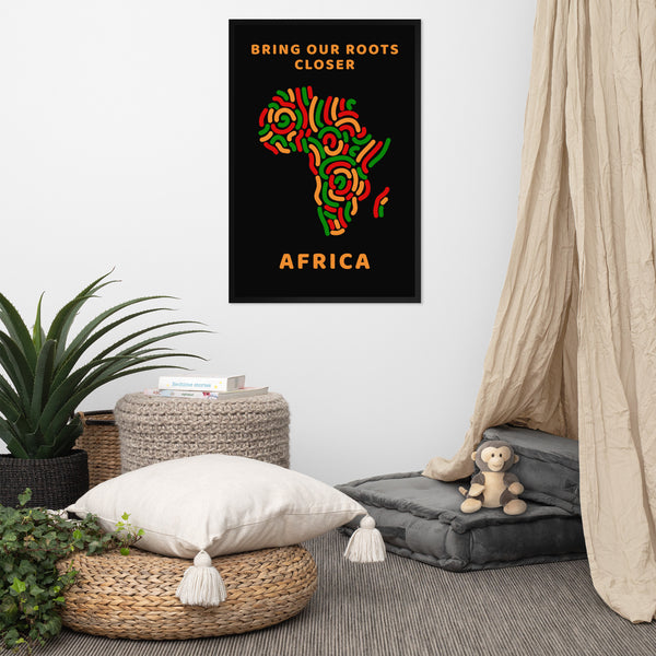 Bring Our Roots Closer - Africa, Framed Wall Art in Color, on Black