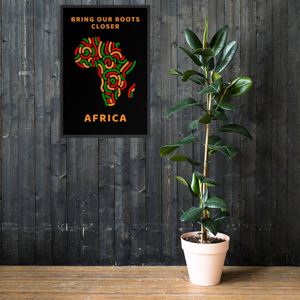 Bring Our Roots Closer - Africa, Framed Wall Art in Color, on Black