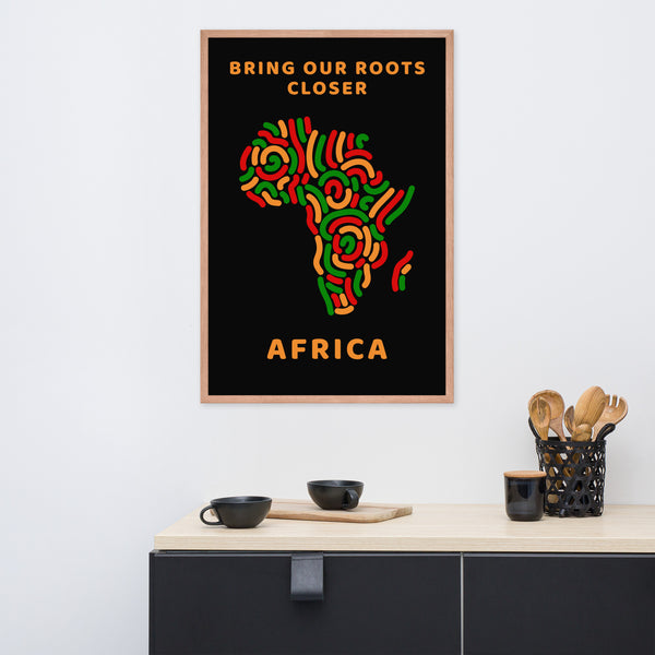 Bring Our Roots Closer - Africa, Framed Wall Art in Color, on Black