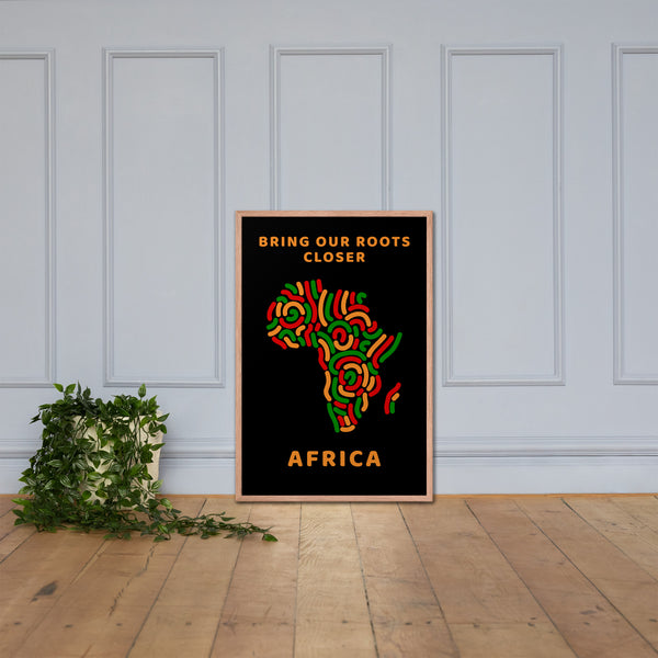 Bring Our Roots Closer - Africa, Framed Wall Art in Color, on Black