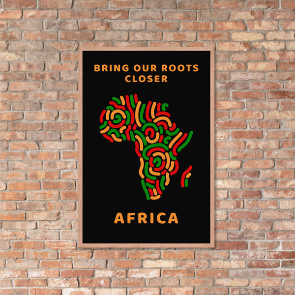 Bring Our Roots Closer - Africa, Framed Wall Art in Color, on Black