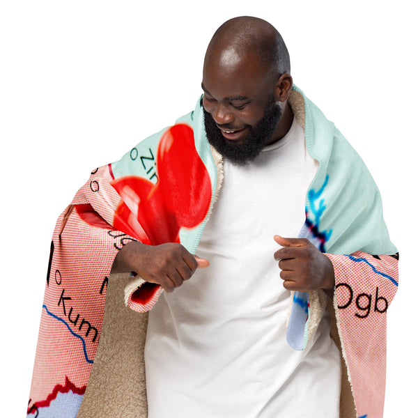 Nigeria Map Sherpa Blanket