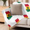 Ghana Map & Flag Sherpa Blanket - White