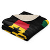 Ghana Map & Flag Sherpa Blanket - black