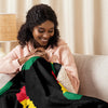 Ghana Map & Flag Sherpa Blanket - black