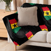 Ghana Map & Flag Sherpa Blanket - black