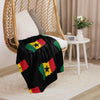 Ghana Map & Flag Sherpa Blanket - black