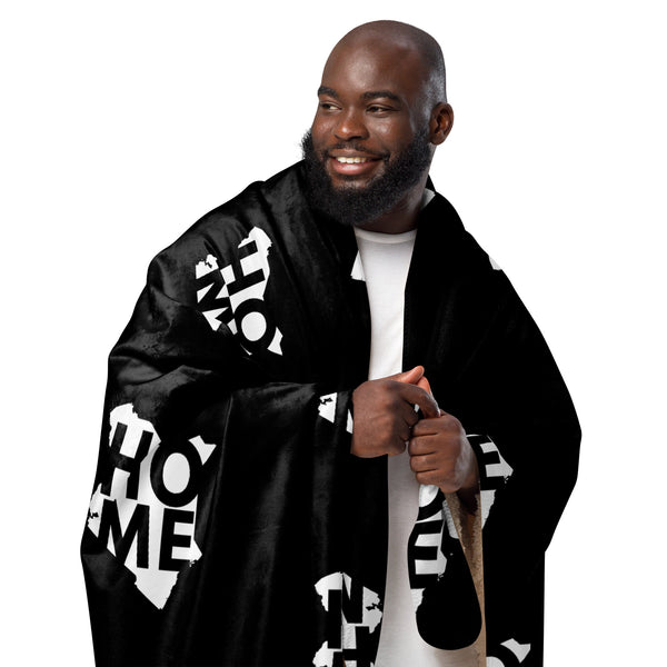 Kenya Home Map on Black, Sherpa Blanket
