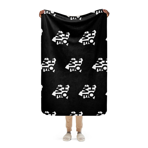 Kenya Home Map on Black, Sherpa Blanket