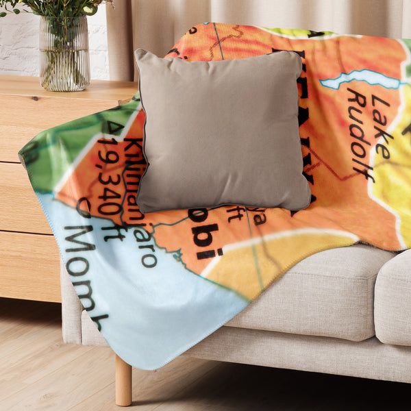 Kenya Map, Sherpa Blanket