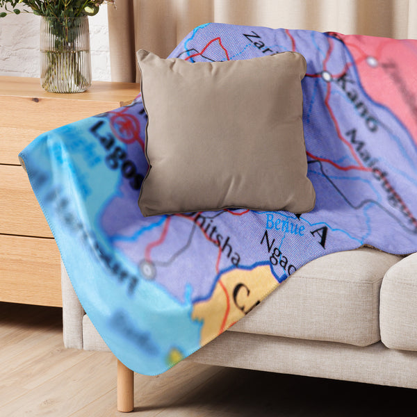 Nigeria Map Sherpa Blanket