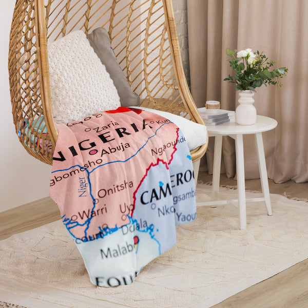 Nigeria Map Sherpa Blanket
