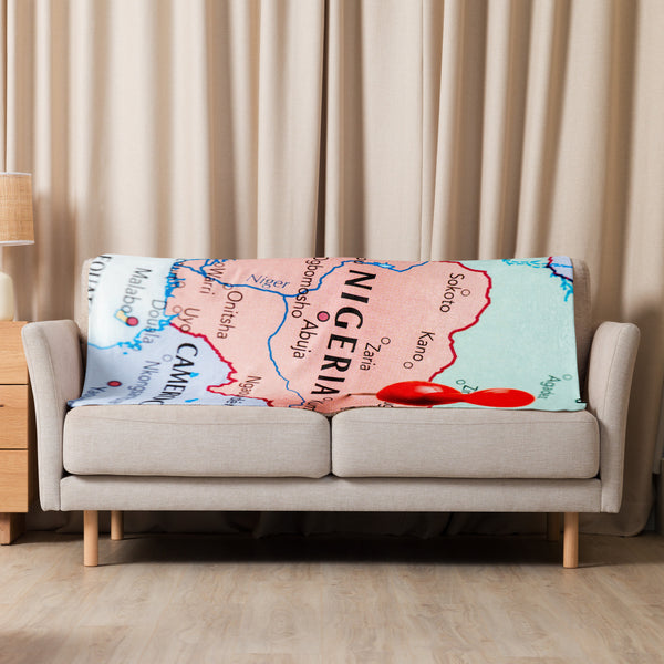 Nigeria Map Sherpa Blanket