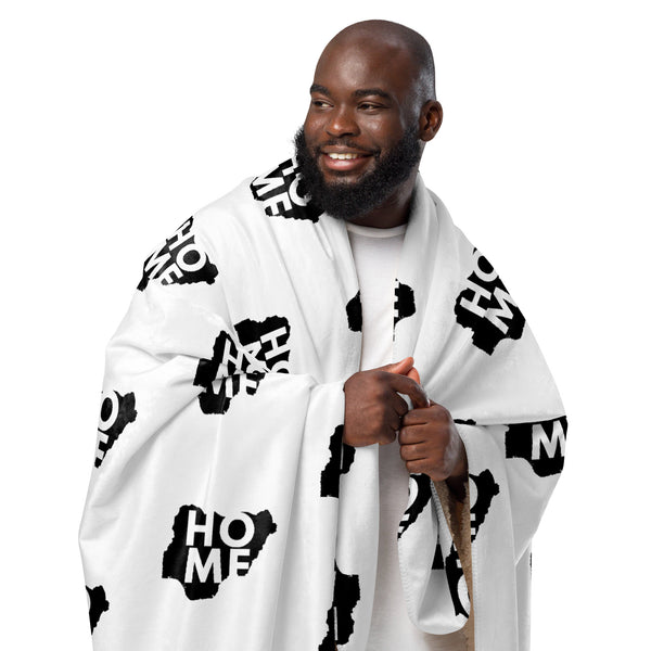 Nigeria Home Map on White, Sherpa Blanket