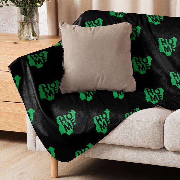 Nigeria Home Green Map on Black, Sherpa Blanket