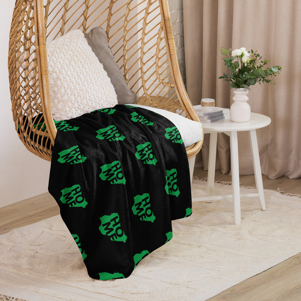 Nigeria Home Green Map on Black, Sherpa Blanket