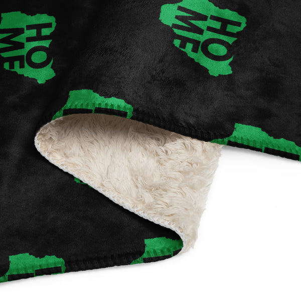 Nigeria Home Green Map on Black, Sherpa Blanket