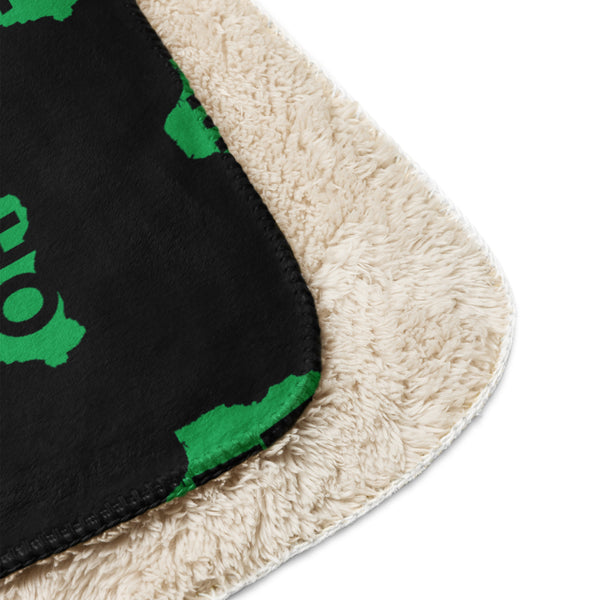 Nigeria Home Green Map on Black, Sherpa Blanket
